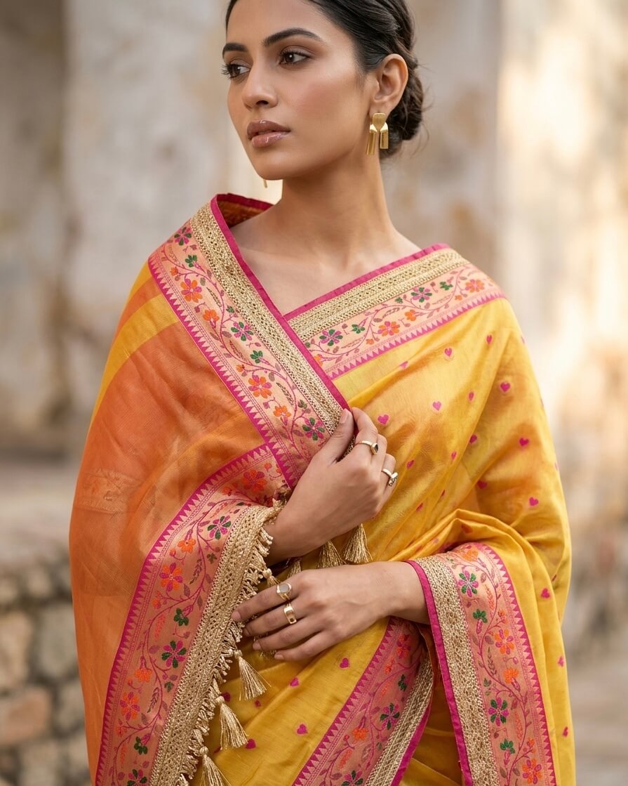 Meenakari fine silk saree